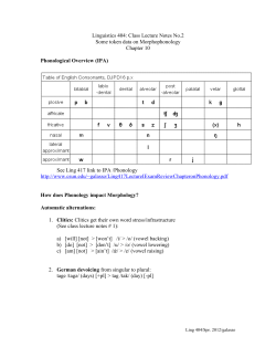 Linguistics 403/404 Lecture Notes No.2