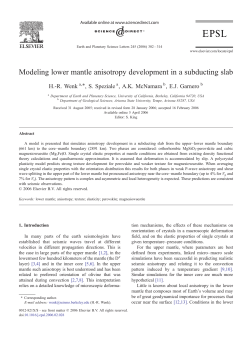 Modeling lower mantle anisotropy development in a subducting slab
