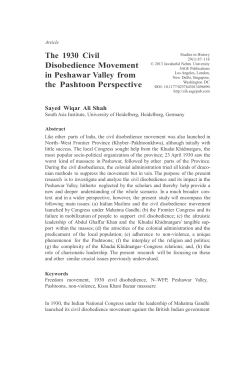 The 1930 Civil Disobedience Movement in Peshawar Valley from
