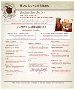 Box Lunch Menu