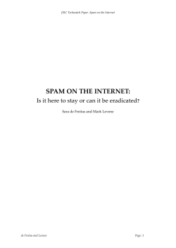 JISC Techwatch paper: Spam on the Internet: Is it here to stay or can