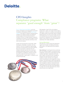 CFO Insights Compliance programs: What separates &ldquo;good enough