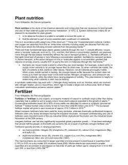 Plant nutrition Fertilizer - Nebraska Association of Resources Districts