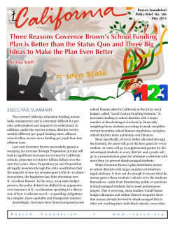 Three Reasons Governor Brown`s School Funding Plan is Better