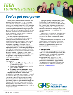 You`ve got peer power - Genesee Health System