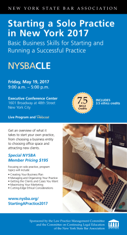 Starting a Solo Practice in New York 2017 7.5 NYSBACLE