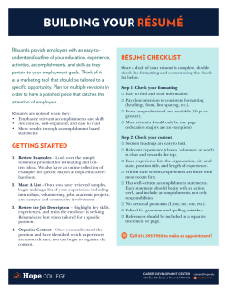 building your r&eacute;sum&eacute;