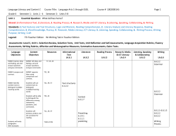 Language Literacy and Content C Course Title: Language Arts 1