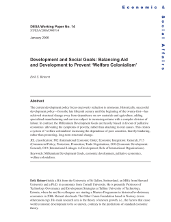 Development and Social Goals: Balancing Aid and Development to