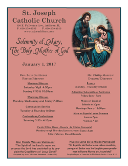 St. Joseph Catholic Church Solemnity of Mary, The Holy Mother of God
