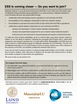 ESS is coming closer &mdash; Do you want to join?