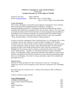 ETHN121: Contemporary Asian American History Spring 2010