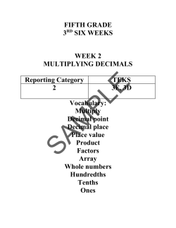 FIFTH GRADE 3RD SIX WEEKS WEEK 2 MULTIPLYING DECIMALS