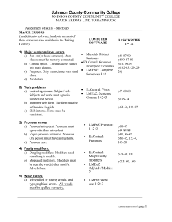Major and Minor Errors Checklist Link to Handbook
