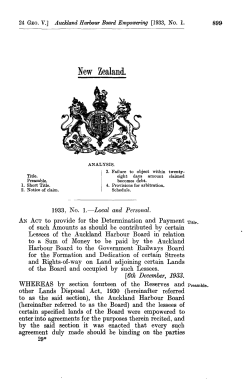 24 GEO V 1933 No 1 Auckland Harbour Board Empowering