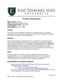 700.1 Refrigerant Management Plan