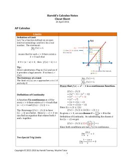 Harold`s Calculus Notes Cheat Sheet