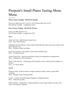 Pierpont`s Small Plates Tasting Menu Menu
