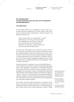 ACTORS, AGENCIES, AND THE ANALYSIS OF IMMIGRANT