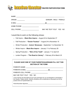 THEATER PARTICIPATION FORM I would like to work on the