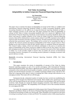 Fair Value Accounting: Adoptability in Indian Corporate Financial