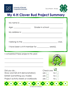 My 4-H Clover Bud Project Summary