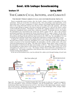 The Carbon Cycle, Isotopes, and Clamate I