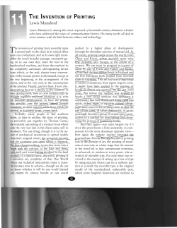 THE INVENTION OF PRINTING Lewis Mumford