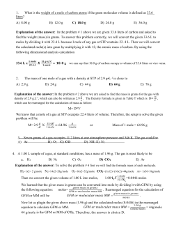 1. What is the weight of a mole of carbon atoms if the gram