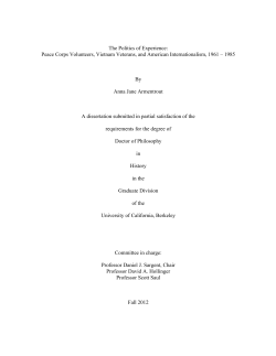 The Politics of Experience: Peace Corps Volunteers, Vietnam