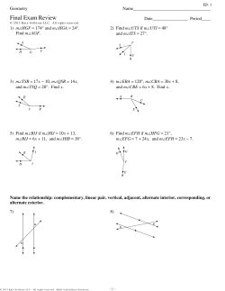 Geometry - Final Exam Review