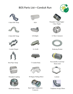BOS Parts List—Conduit Run