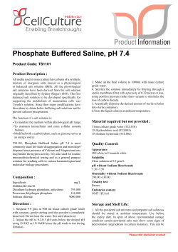Phosphate Buffered Saline, pH 7.4