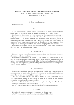 Seminar: Hyperbolic geometry, symmetry groups