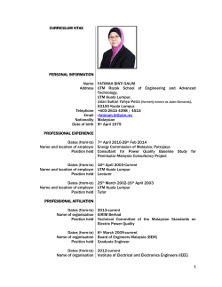 CURRICULUM VITAE PERSONAL INFORMATION Name Address
