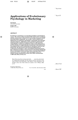 Applications of Evolutionary Psychology in Marketing