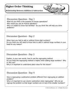 Higher Order Thinking Relationship Between Addition