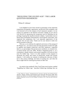 "Regilding the Gilded Age": The Labor Question