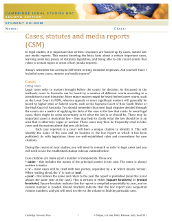 Cases, statutes and media reports (CSM) - legalstudies-HSC-aiss