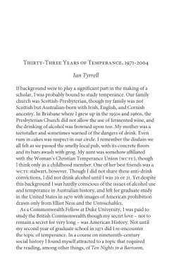 Thirty-Three Years of Temperance, 1971-2004