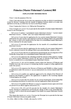 Fisheries (Master Fisherman`s Licences) Bill