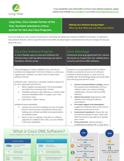 Cisco One Software Program Cisco Advantage