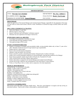 JOB DESCRIPTION TITLE: Beverage Cart Attendant DEPARTMENT