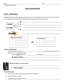 FINAL EXAM REVIEW Unit 6 &ndash; World War I CAUSES OF WWI