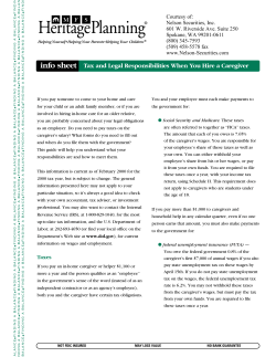 info sheet Tax and Legal Responsibilities When You Hire a Caregiver