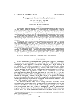 A canopy model of mean winds through urban areas