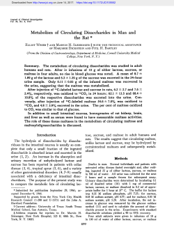 Metabolism of Circulating Disaccharides in Man and