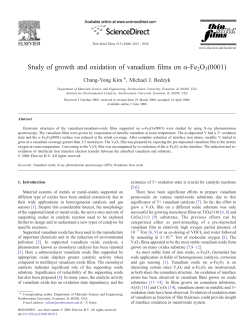 Study of growth and oxidation of vanadium films on &alpha;