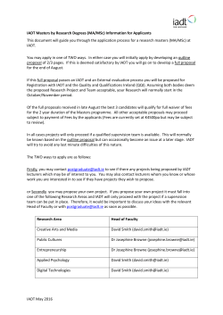 IADT May 2016 IADT Masters by Research Degrees (MA/MSc