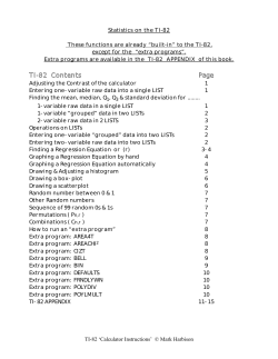 TI-82 Contents Page